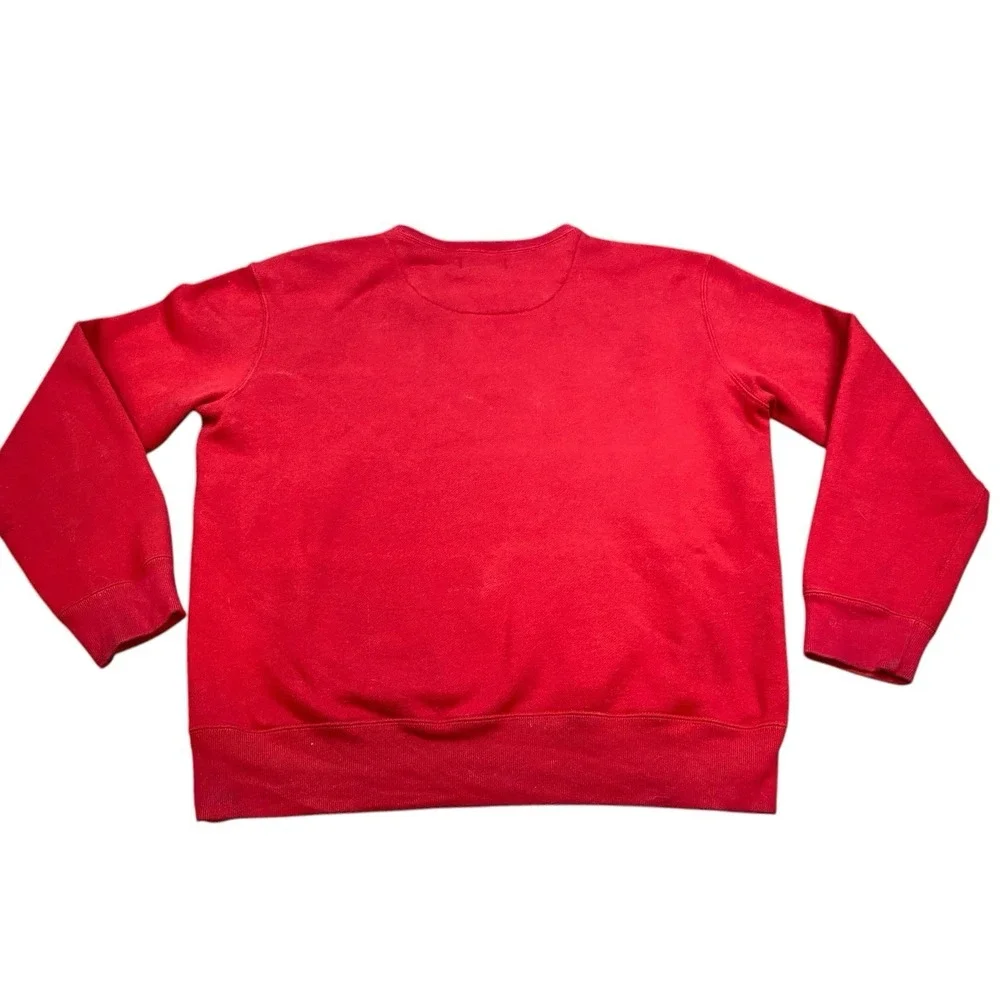 Vtg Polo Ralph Lauren Sweatshirt Mens LARGE Red‎ Pullover Crewneck Blue Pony